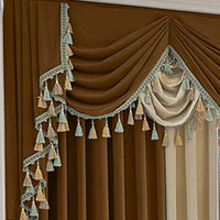 Finished Retro Villa Living Room Bedroom High-grade Thickened Light Luxury Velvet Splicing Curtains, Curtain Drapes Need To Be Purchased