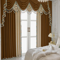 Finished Retro Villa Living Room Bedroom High-grade Thickened Light Luxury Velvet Splicing Curtains, Curtain Drapes Need To Be Purchased