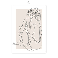 Abstract Female Wall Art Canvas Floral Line Drawing Nordic Poster