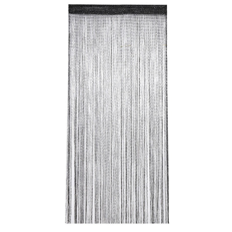 Monochrome Flat Silver Linear Door Curtain